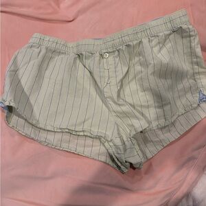 Aerie Light Green Striped Women's PJ Shorts